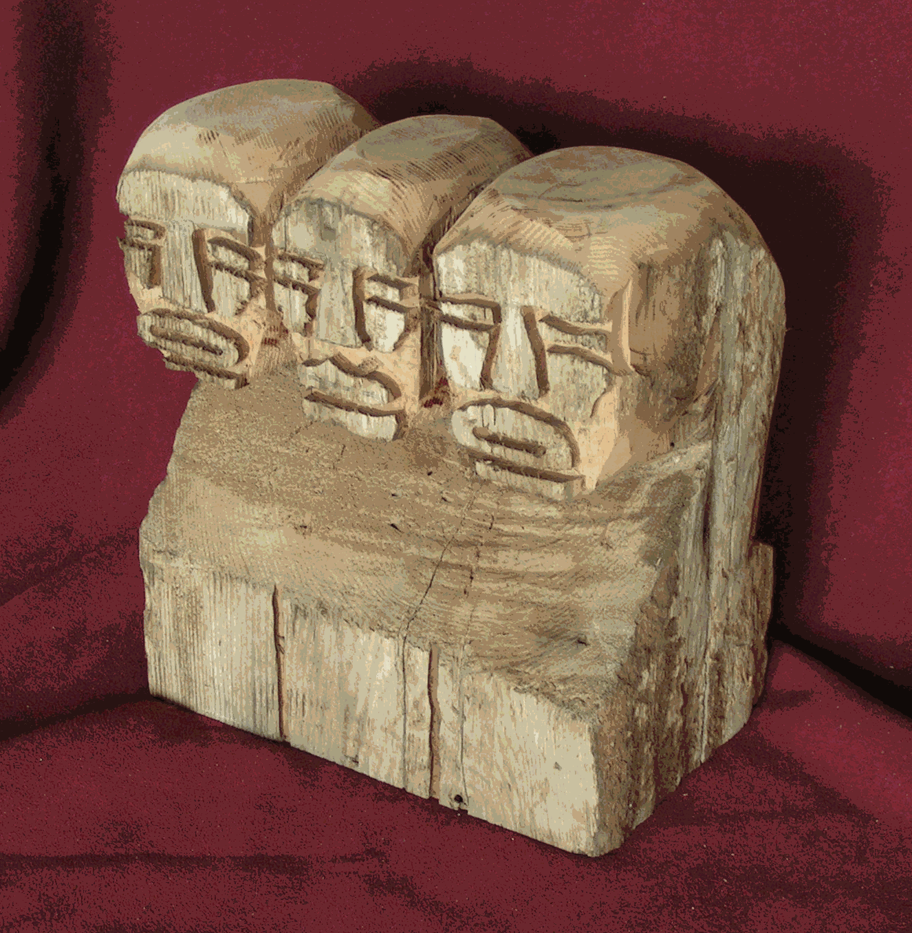 Wooden sculpture by Mark Philip Stone (Mark Pilipski) Black Feather Retreat