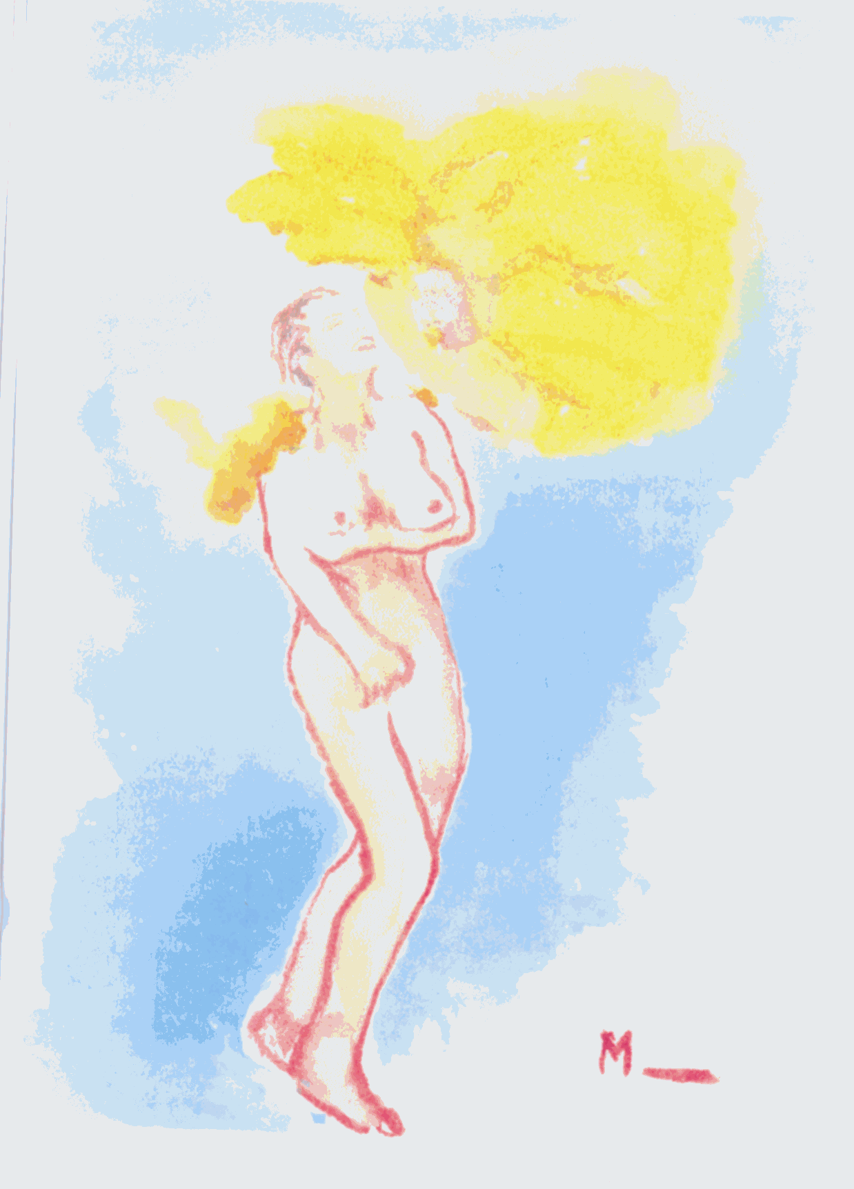 woman with a cadmium dream postcard by Mark Philip Stone (Mark Pilipski)